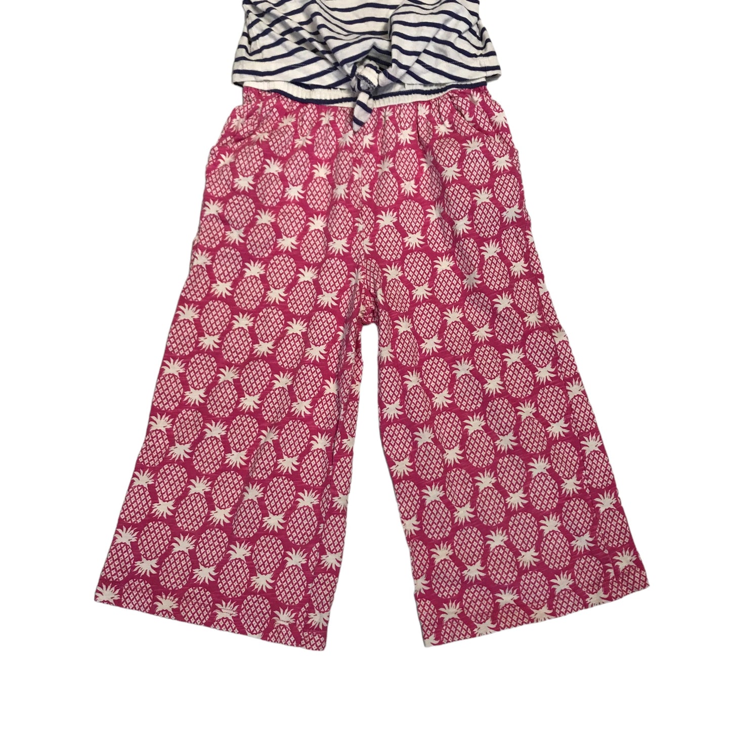 Boden Jumpsuit Age 6 Pink Pineapple Print and Navy Stripes Cotton