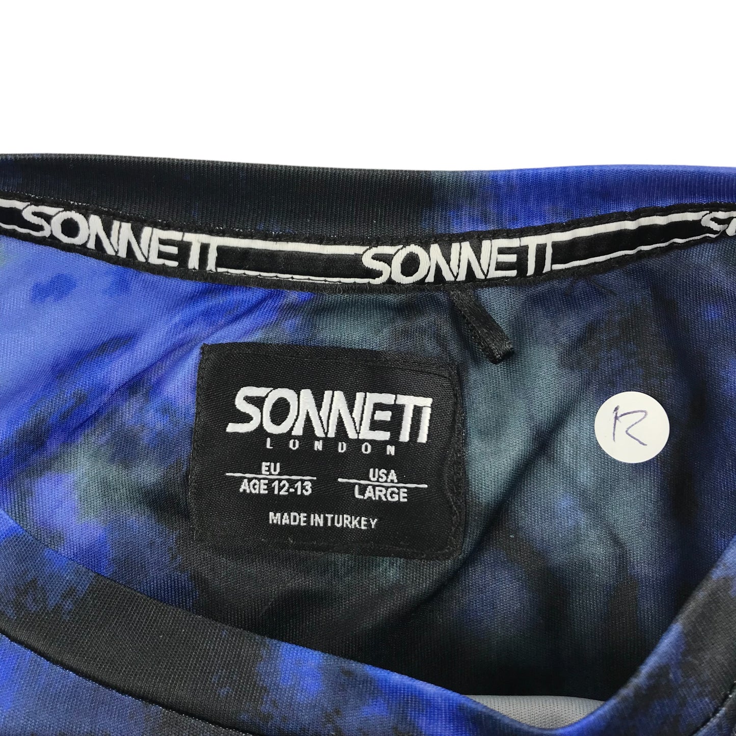 Sonneti Sports Top Age 12 Black and Blue Watercolour Print Pattern