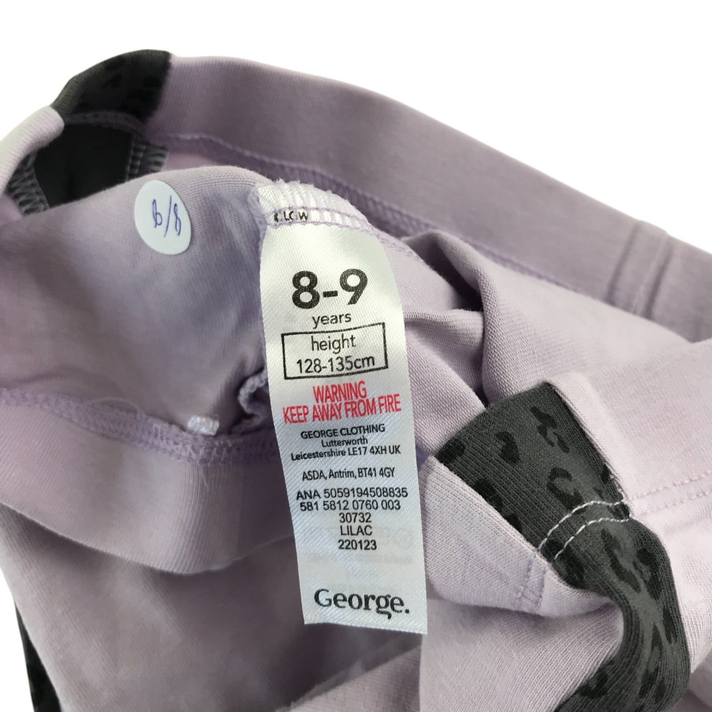 George leggings 8-9 years grey and lilac animal print cropped bundle