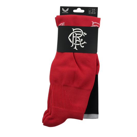 Castore Rangers FC Football Socks - Red with Black Cuff