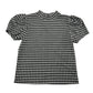 Matalan Top Age 8 Black and White Sparkly Check Pattern Short Puff Sleeves