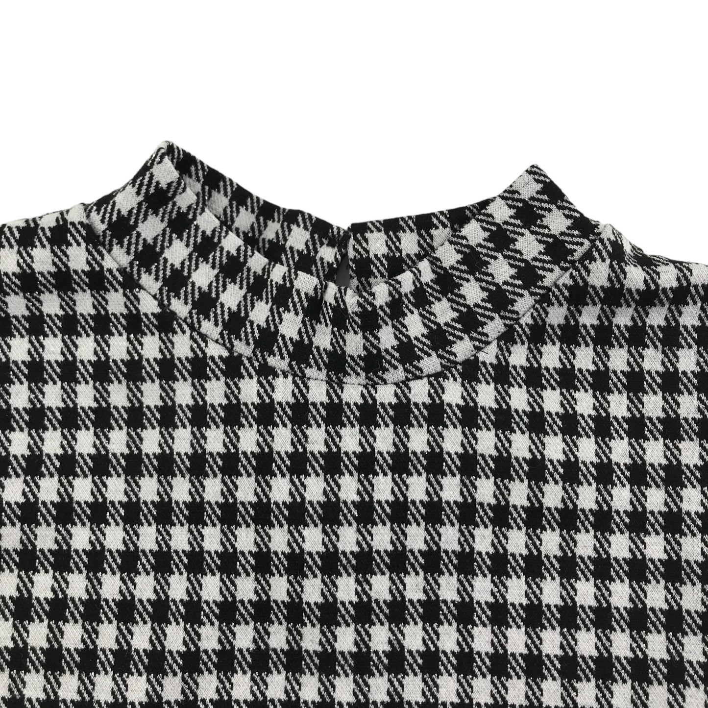 Matalan Top Age 8 Black and White Sparkly Check Pattern Short Puff Sleeves