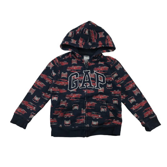 GAP Navy hoodie 5 years black red fire truck print with GAP logo