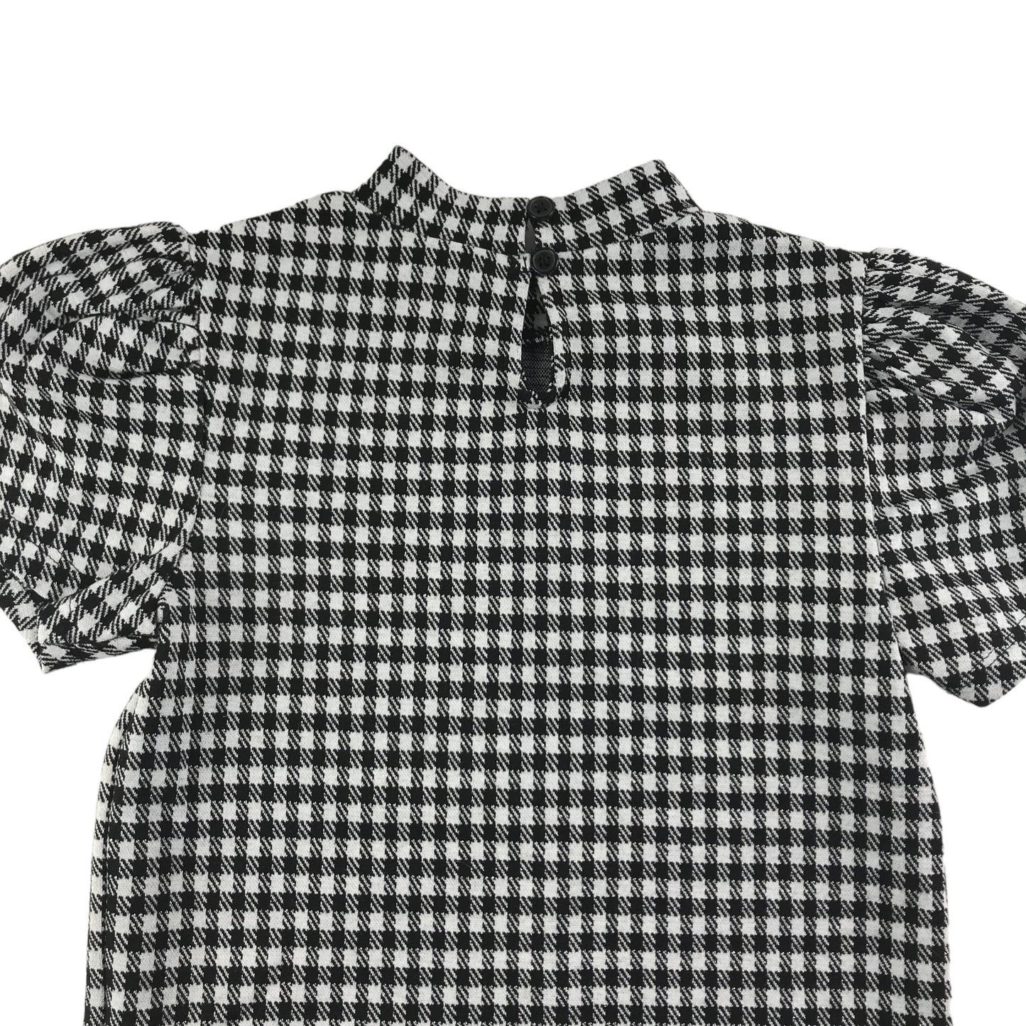 Matalan Top Age 8 Black and White Sparkly Check Pattern Short Puff Sleeves