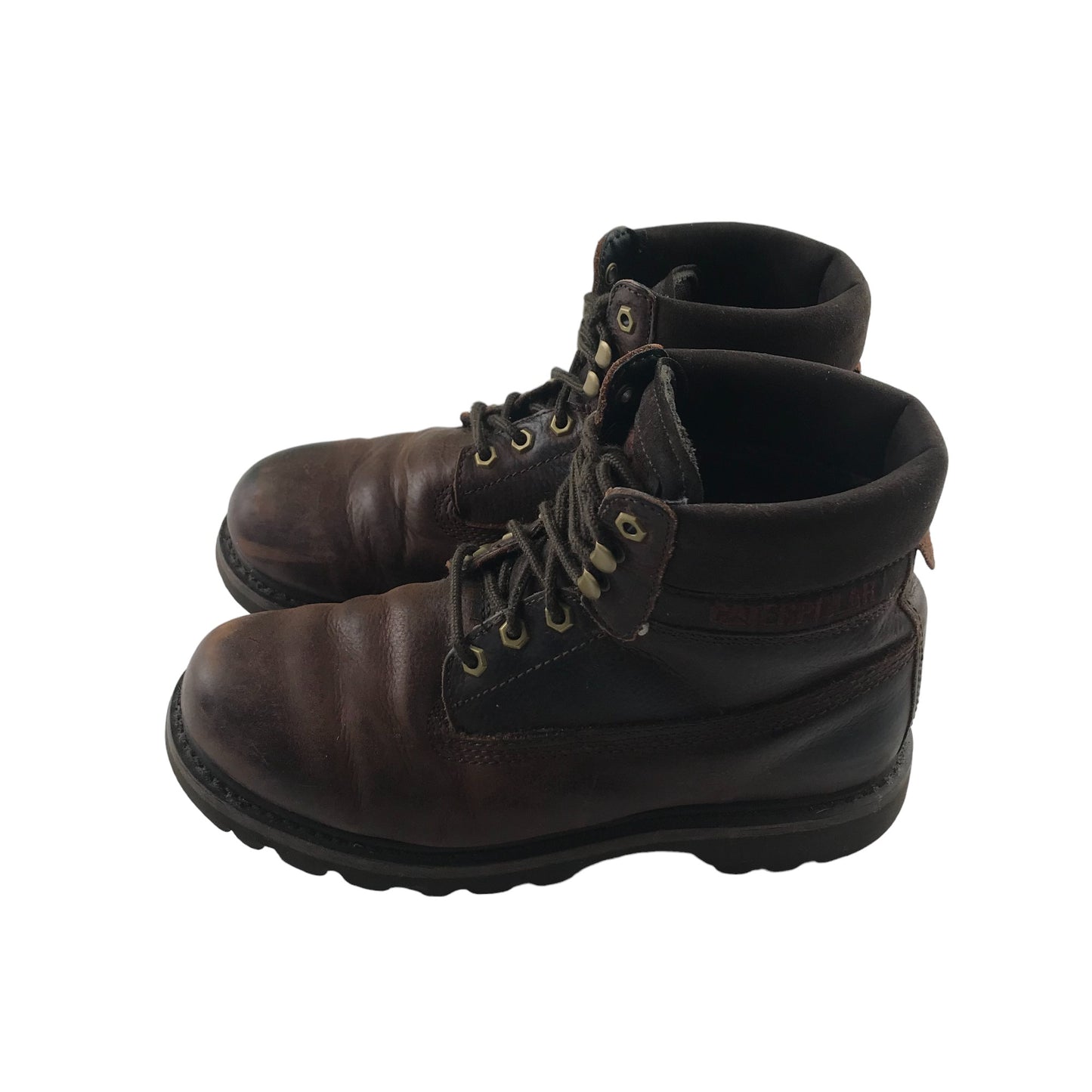 CAT boots shoe size 8 brown leather work boots with laces