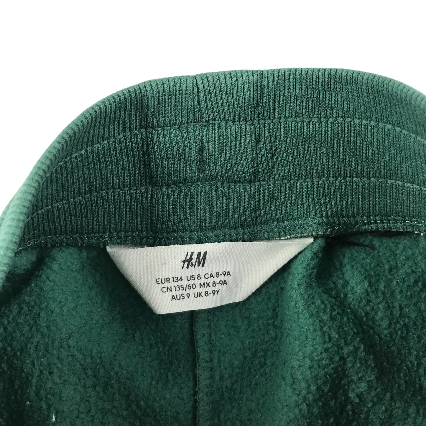 H&M jogger trouser 8-9 years green plain elasticated waist