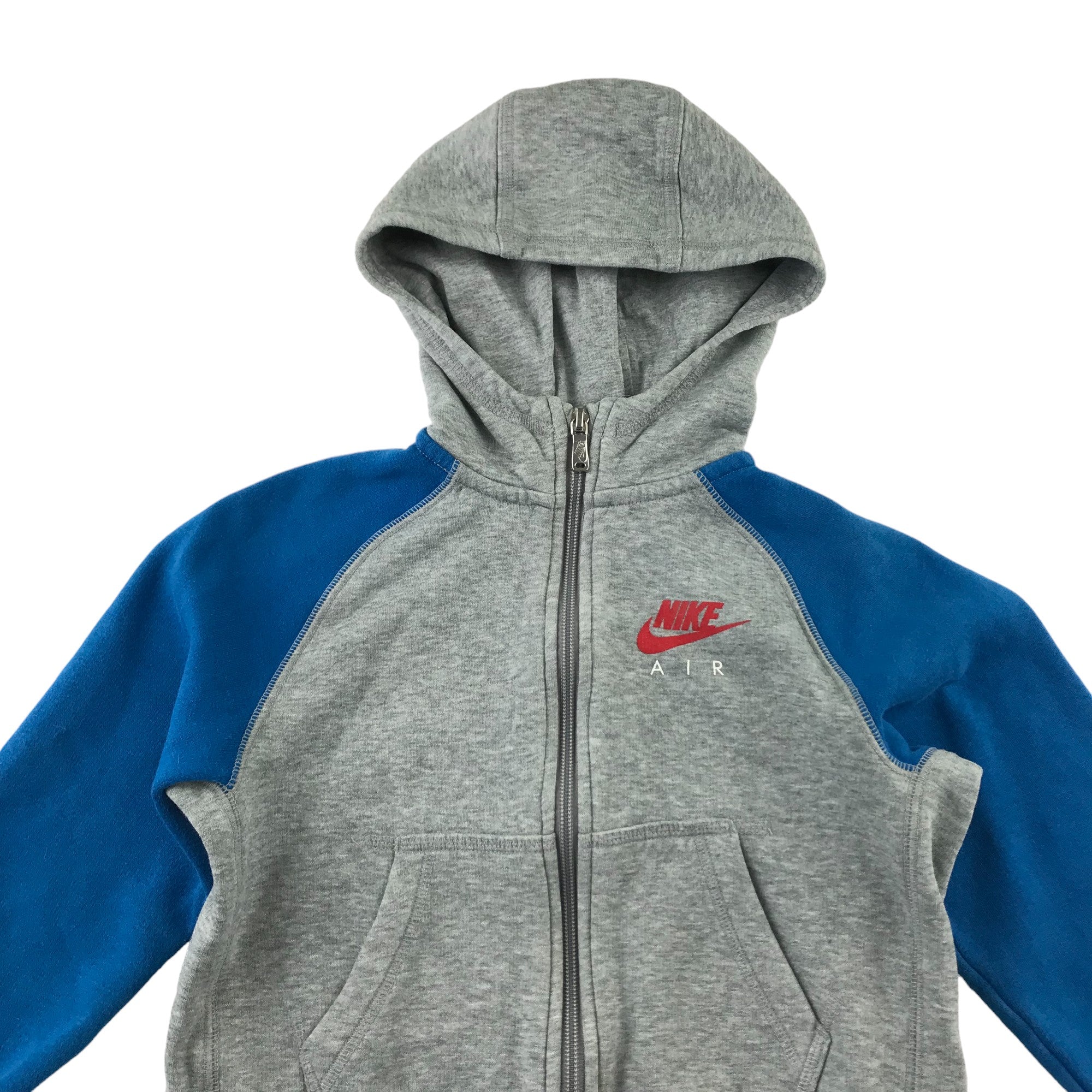 Nike hoodie 5 6 years light grey and blue panelled slightly cropped ApparelXchange CIC