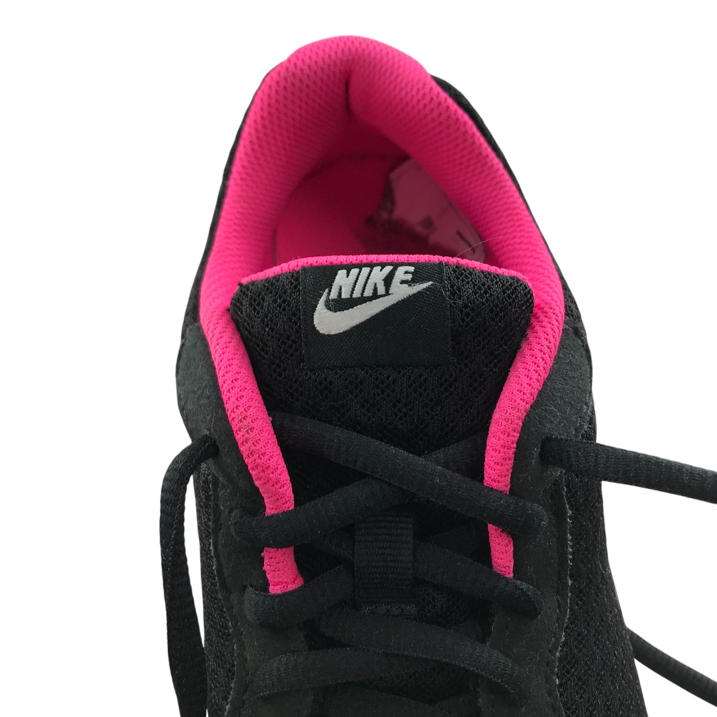 Nike Trainers Shoe Size 4 Black with Pink Detailing