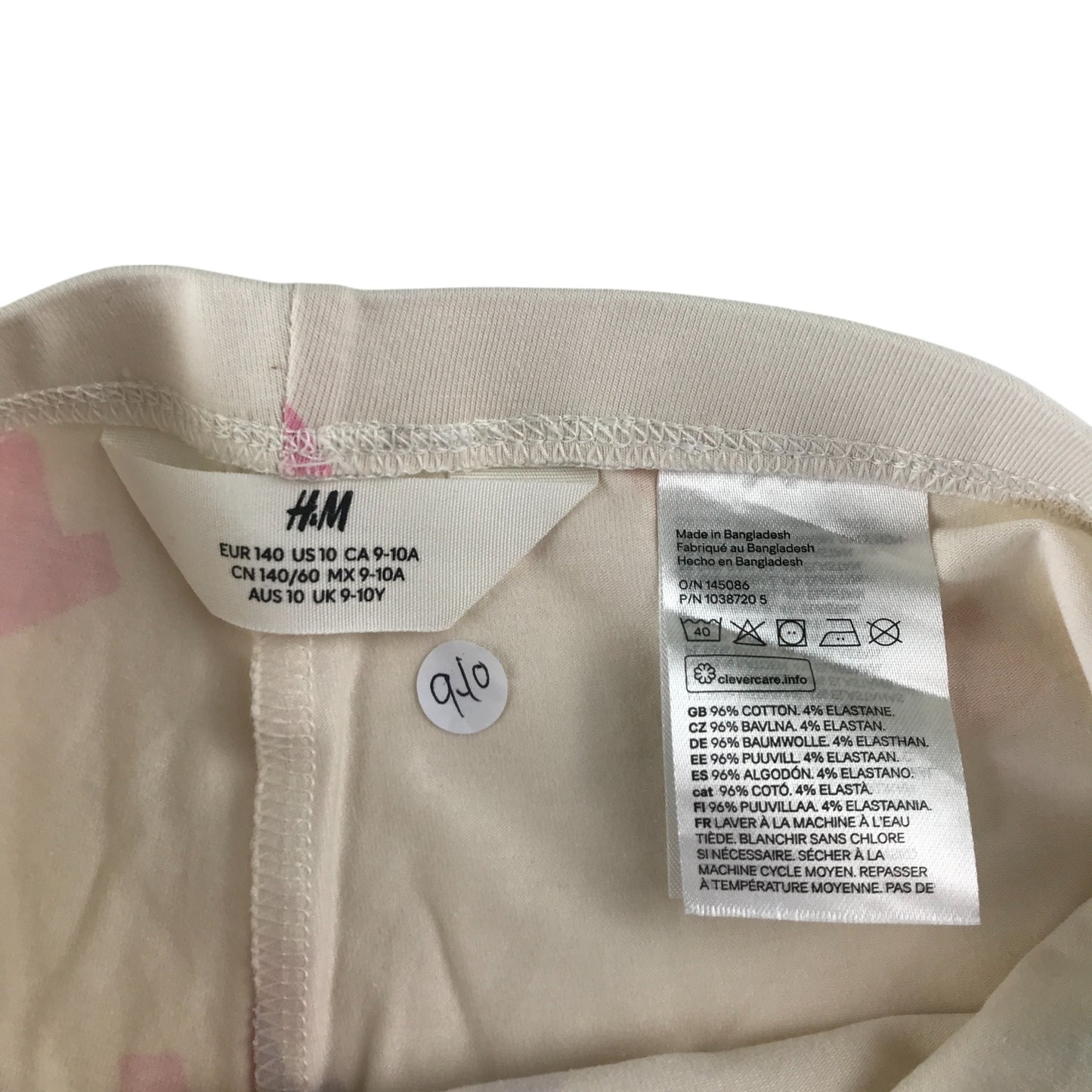 H&M leggings 9-10 years white graphic print cropped