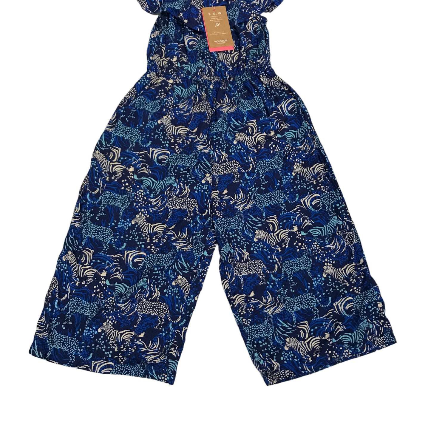 Monsoon Jumpsuit Age 5 Blue Graphic Zebra Print Pattern