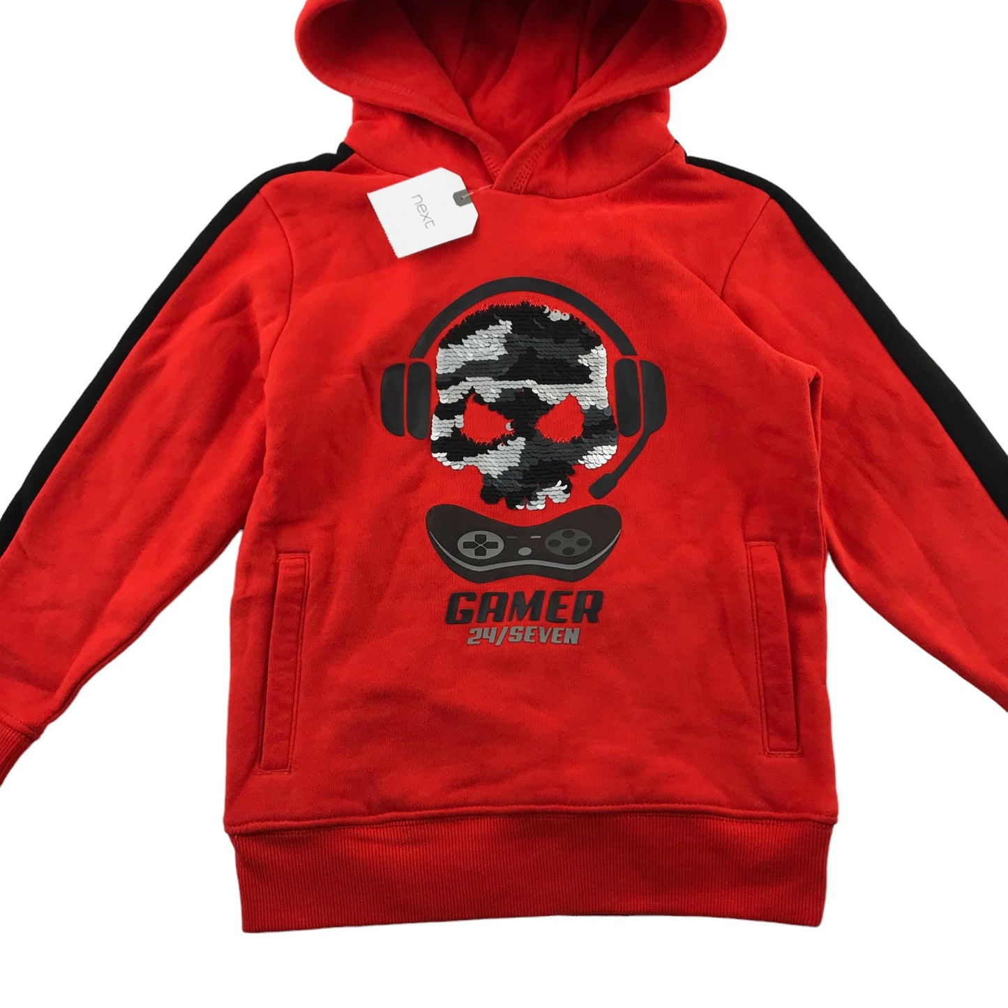 Next hoodie 5 years red sequin skull gamer cotton