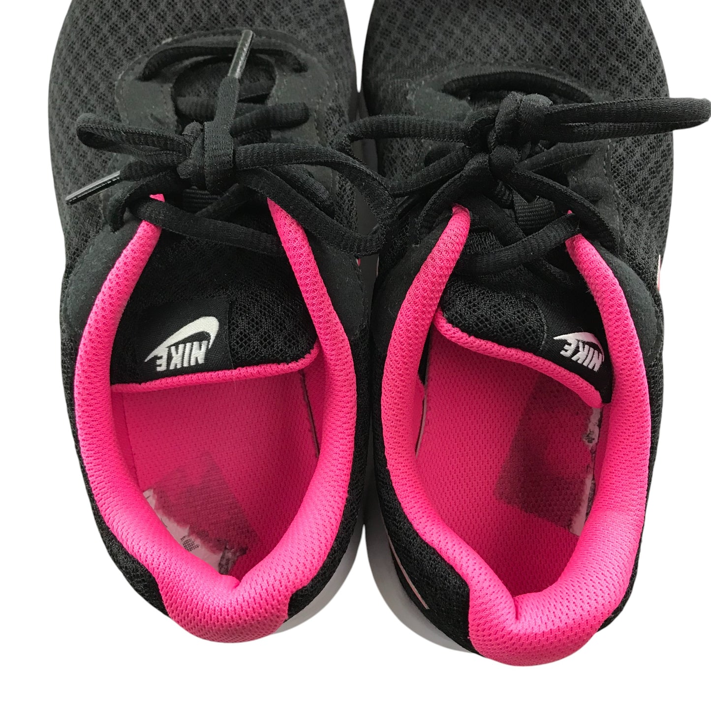 Nike Trainers Shoe Size 4 Black with Pink Detailing