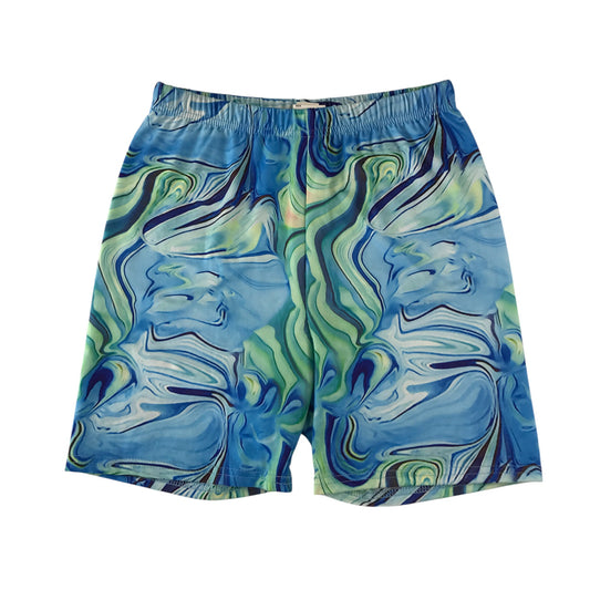 Shein leggings 11-12 years blue wavy graphic print cropped