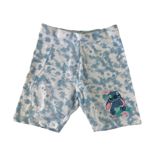 Primark leggings 12-13 years blue and white Leo & Stitch graphic cropped