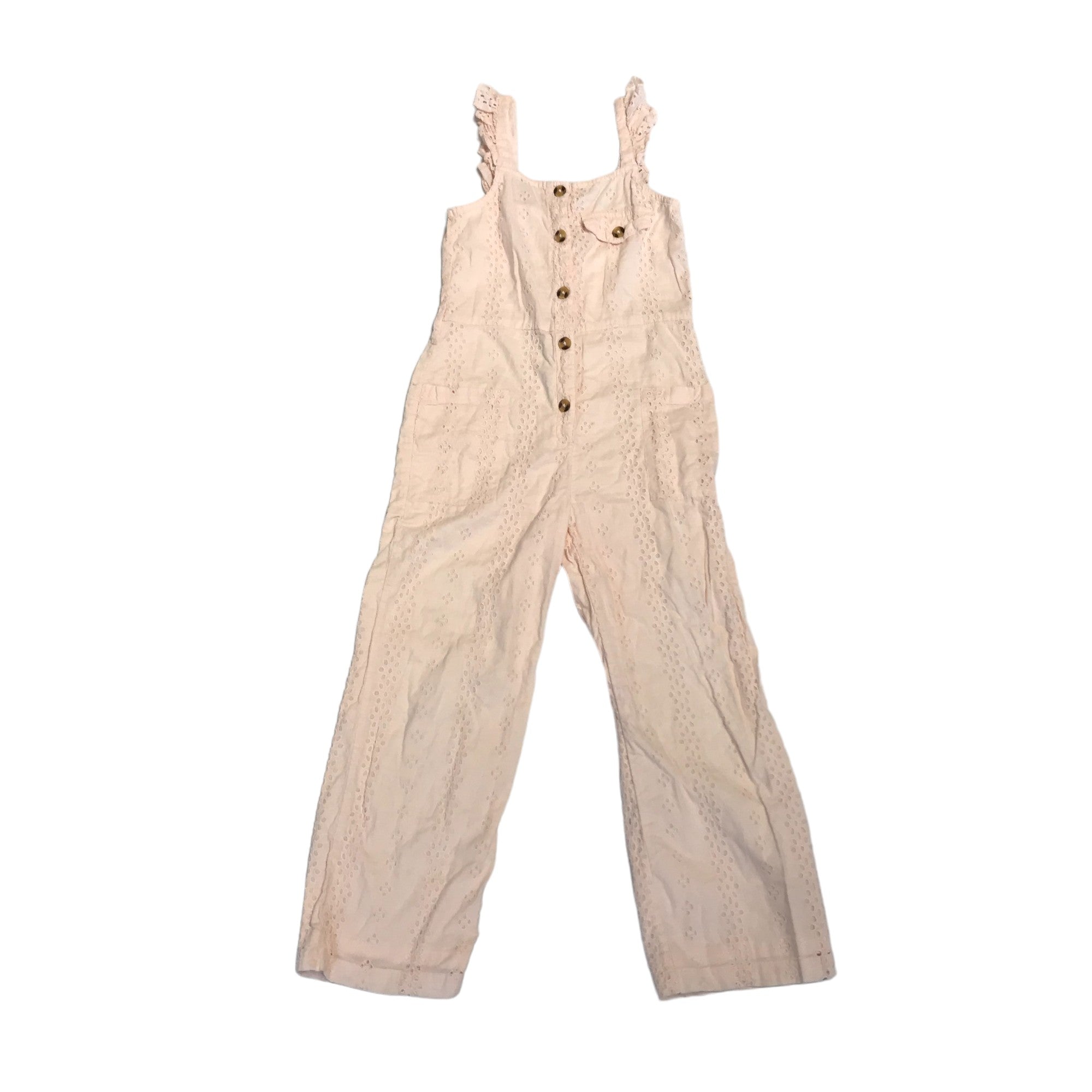 River Island Jumpsuit Age 9 Light Pink Embroidered Floral Cotton