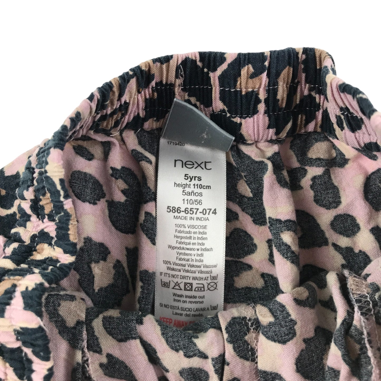 Next trouser 4-5 years pink animal print baggy trouser elasticated waist