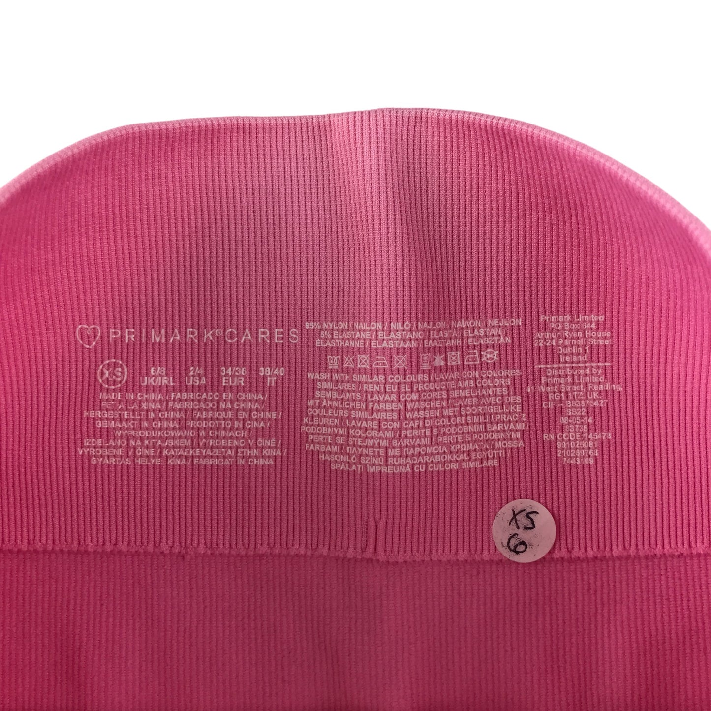 Primark leggings women's size 6-8 pink plain ribbed cropped