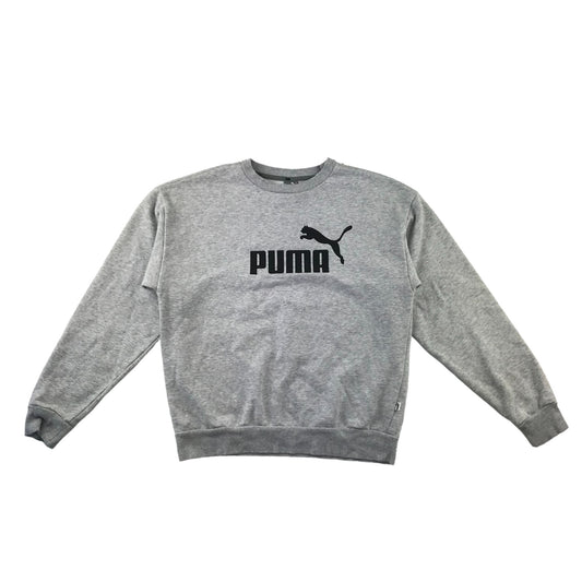 Puma sweater adult size S grey plain classic crew neck logo print