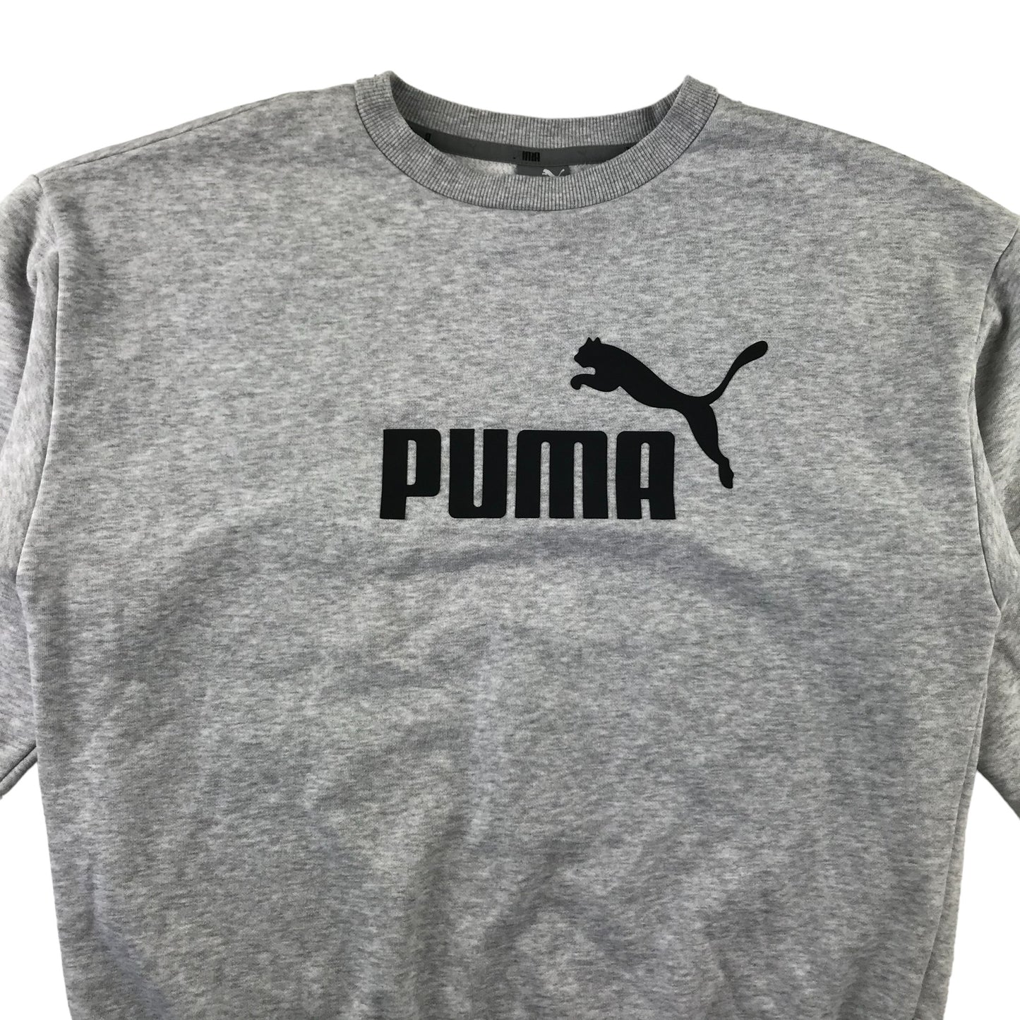 Puma sweater adult size S grey plain classic crew neck logo print