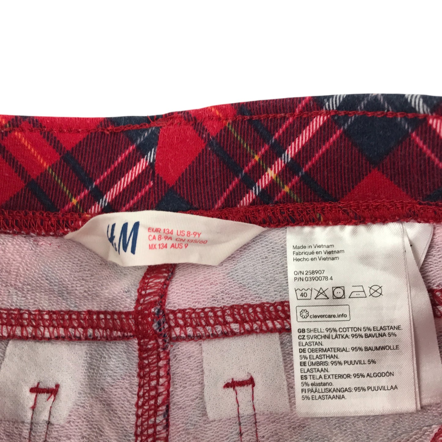H&M trouser 8-9 years red tartan checked smart jeggings