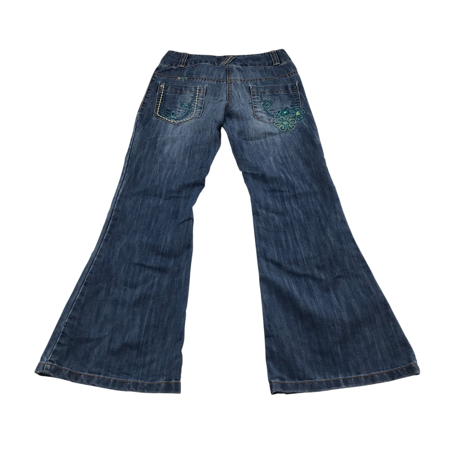 Next jeans 9-10 years blue denim flared legs floral embroidery