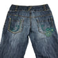 Next jeans 9-10 years blue denim flared legs floral embroidery