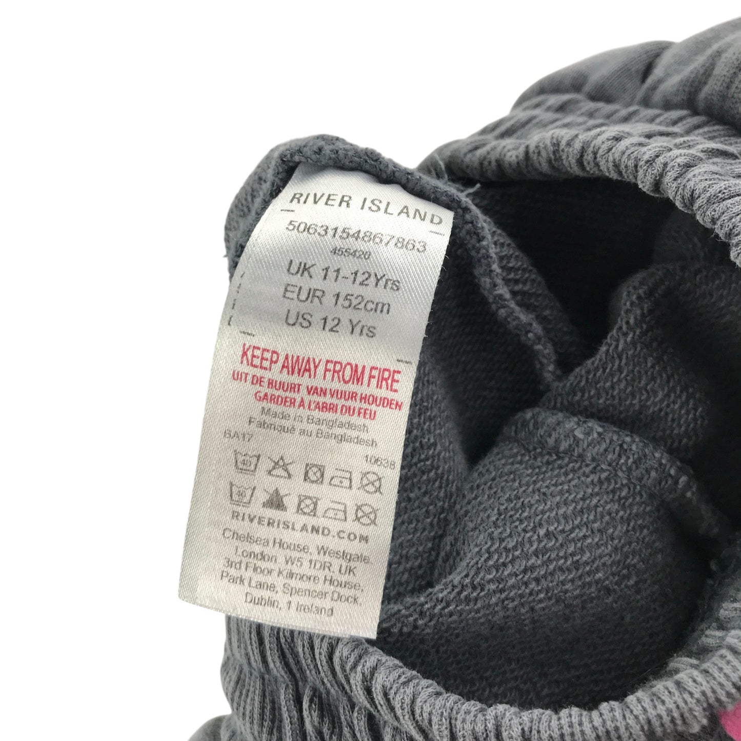 River Island Jogger 11-12 years light grey with pint draw strings jersey material cotton