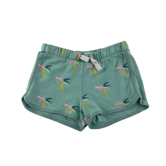M&S shorts 6-7 years blue palm tree print jersey material cotton