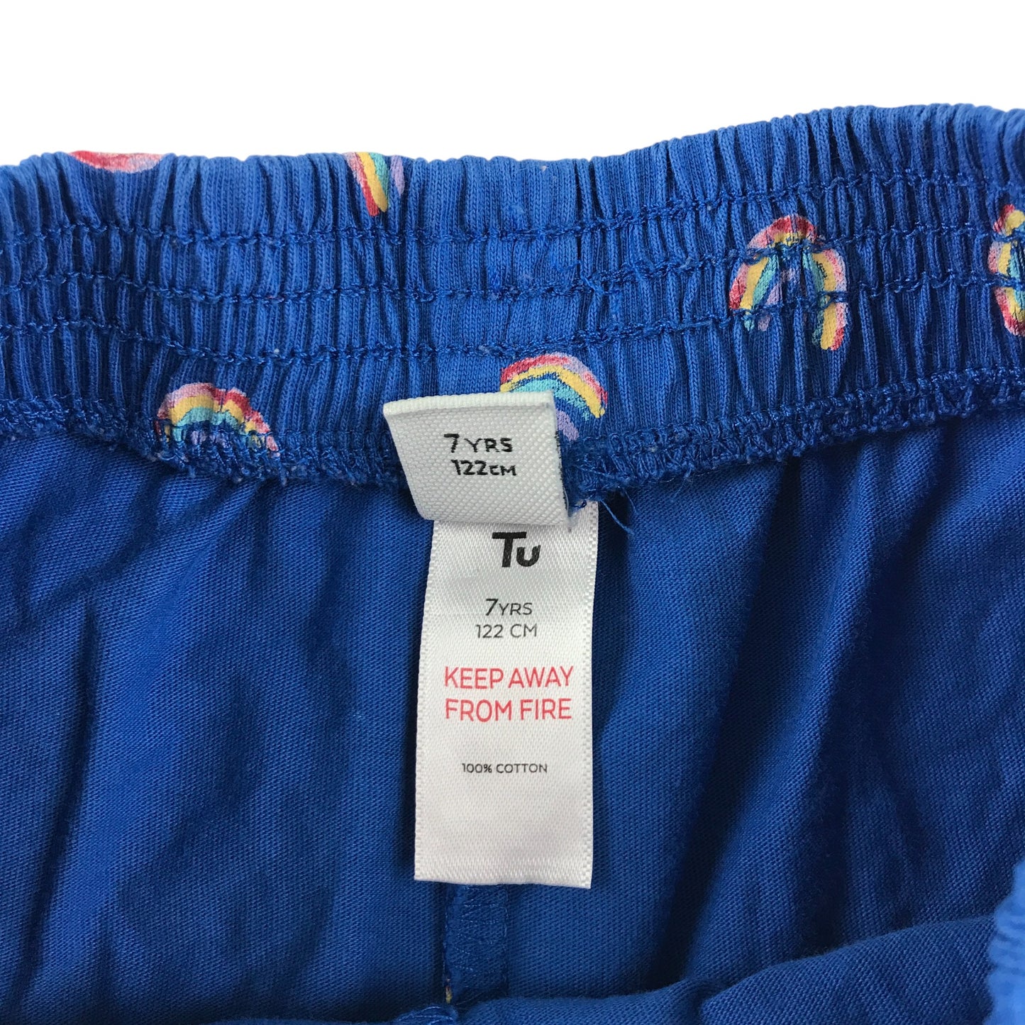 Tu shorts 6-7 years blue rainbow print jersey material cotton