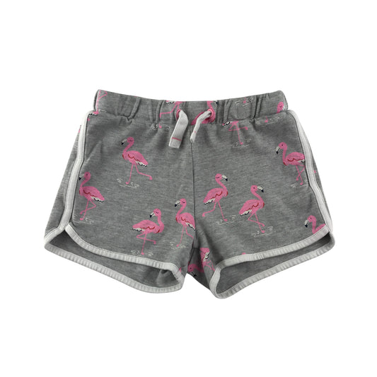 M&S shorts 6-7 years grey flamingo print jersey material cotton