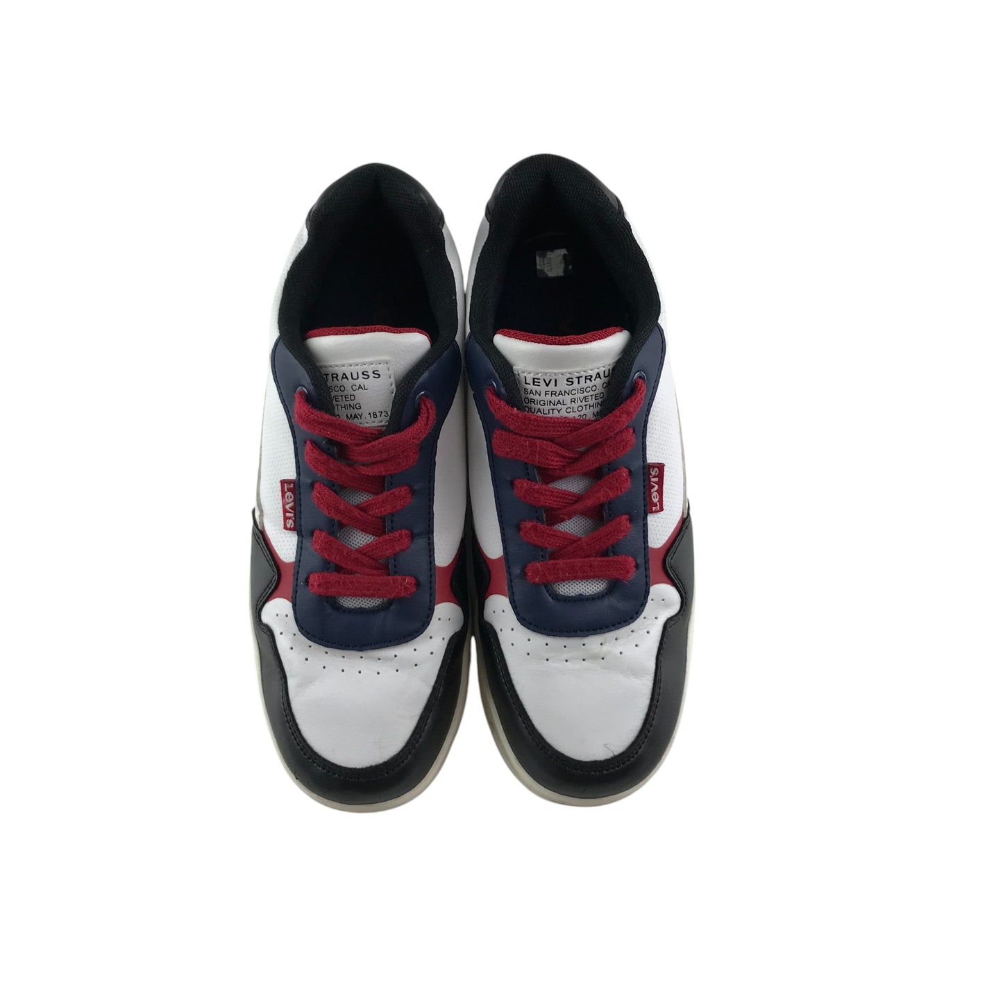 Levi's Trainers Shoe Size 3.5 White Black and Red Colourway