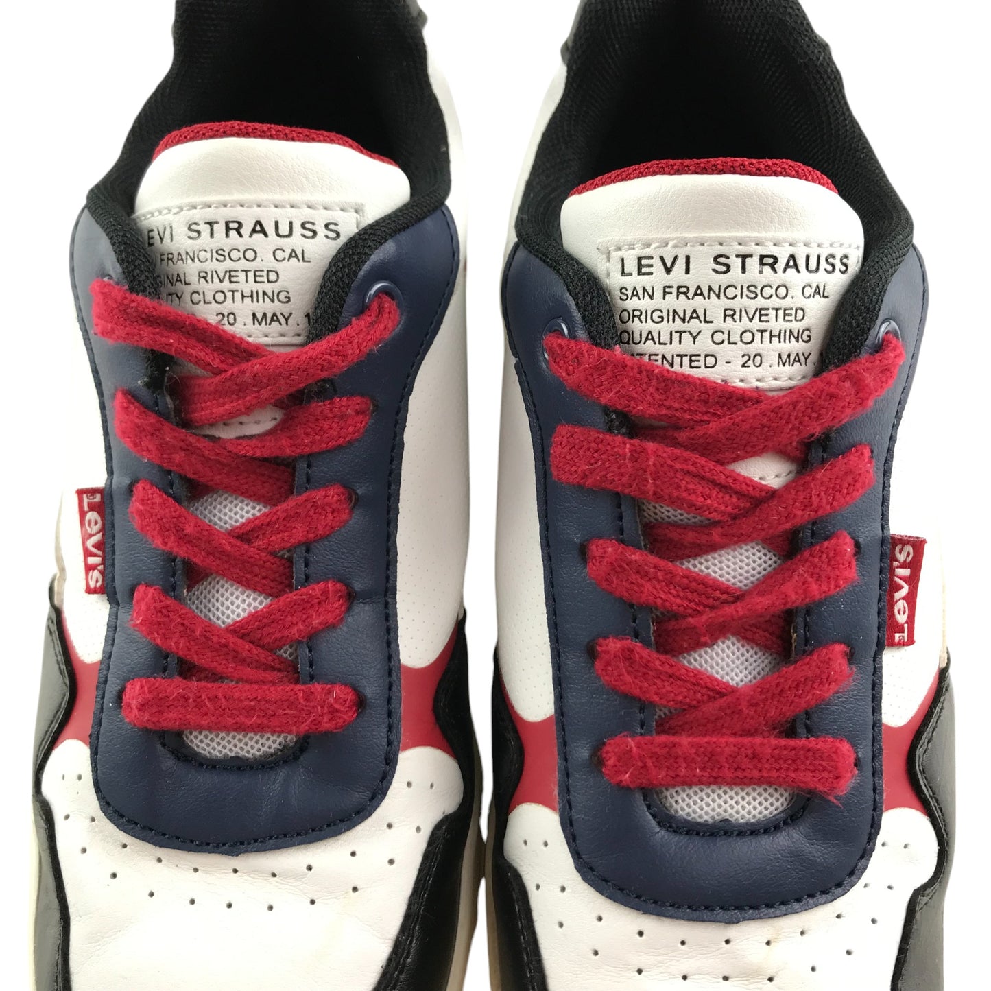 Levi's Trainers Shoe Size 3.5 White Black and Red Colourway