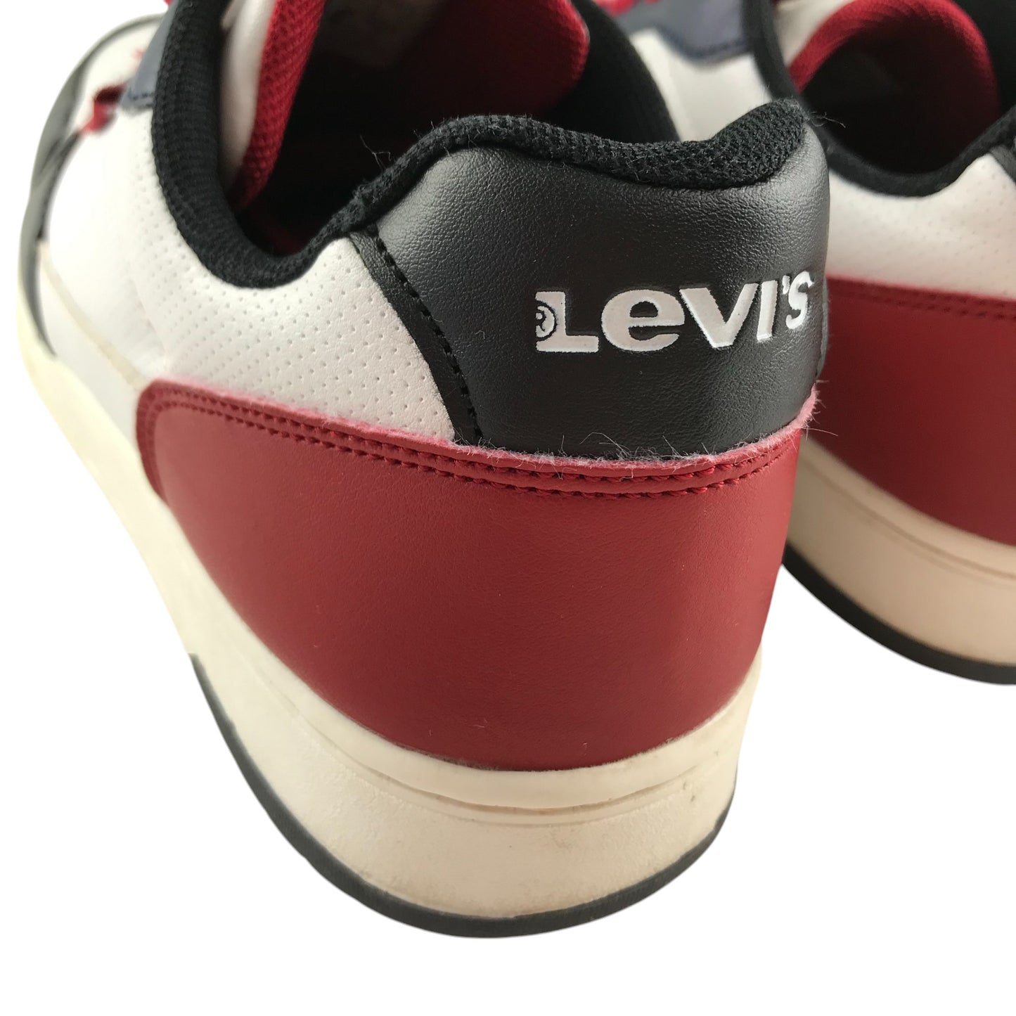 Levi's Trainers Shoe Size 3.5 White Black and Red Colourway