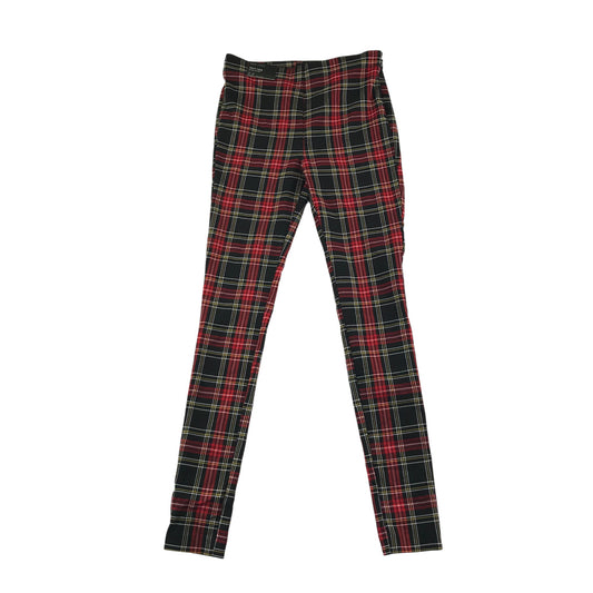 New Look trouser women's S red tartan checked slim leg