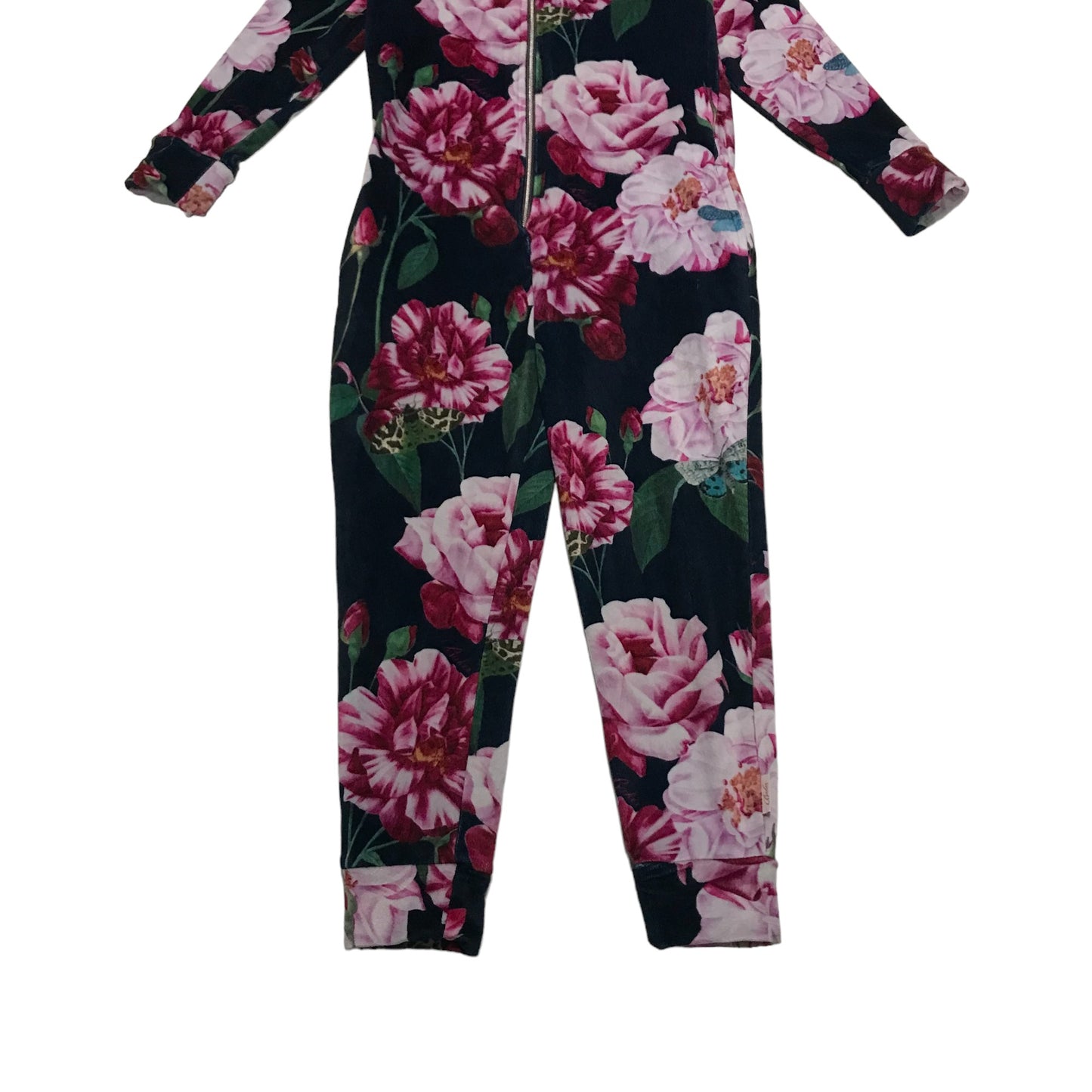 Ted Baker Onesie Age 7 Navy Blue Pink Floral with Hood