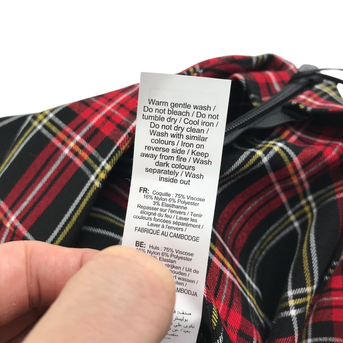 New Look trouser women's S red tartan checked slim leg