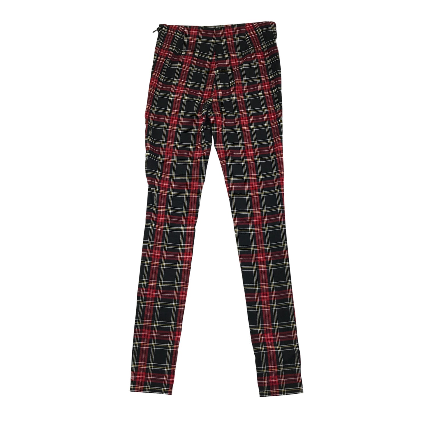 New Look trouser women's S red tartan checked slim leg