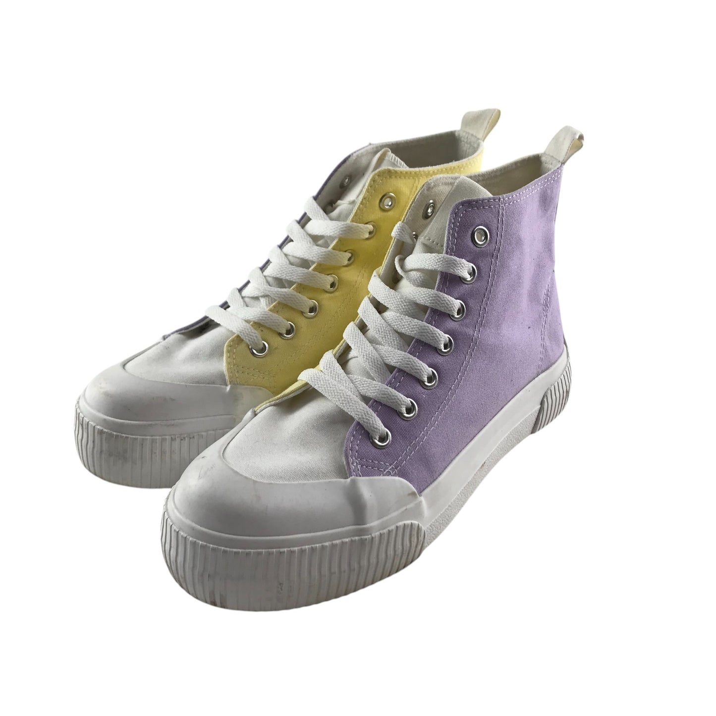 Primark Trainers Shoe Size 6 White Yellow and Lilac Colourway