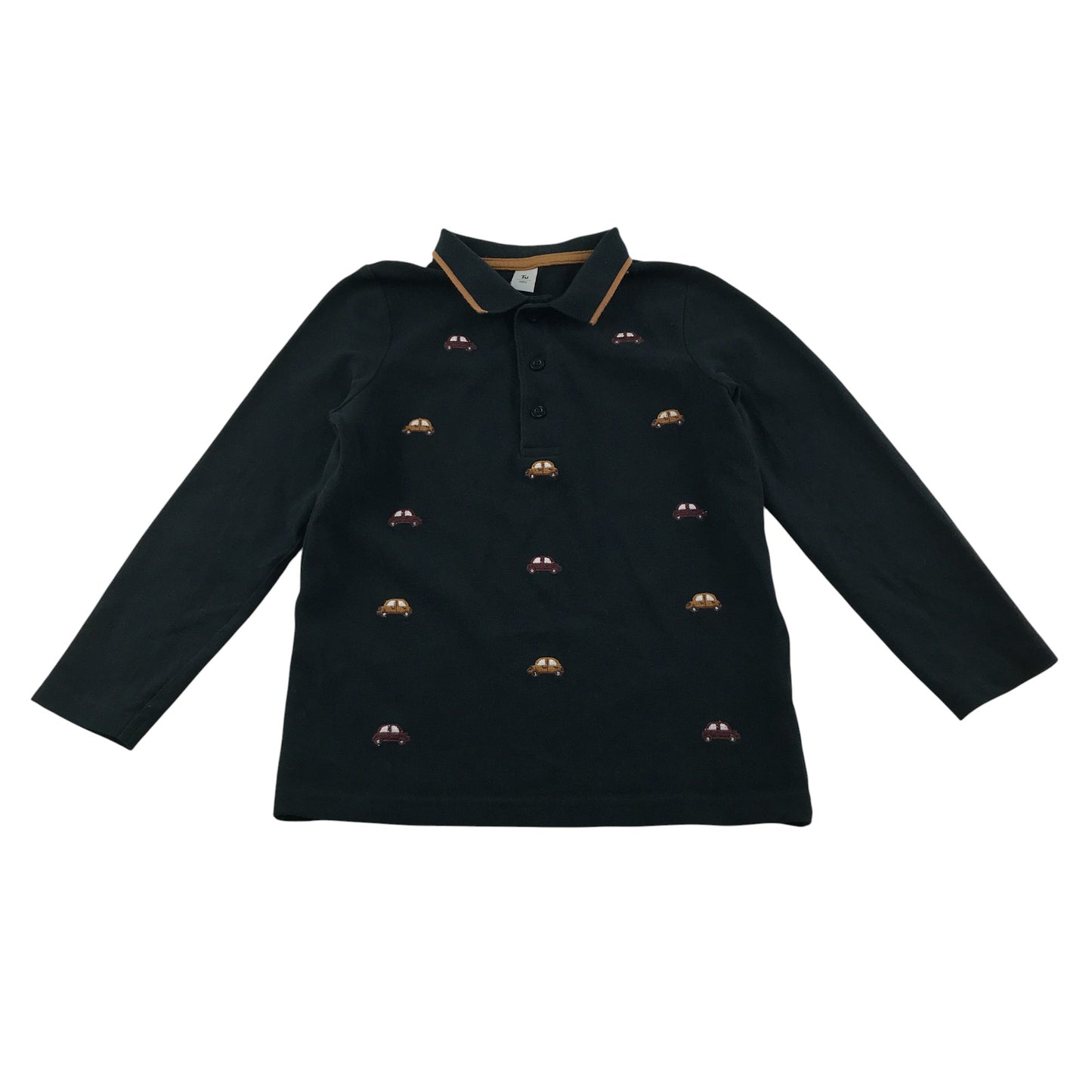 Tu polo shirt 6-7 years black embroidered car pattern long sleeve