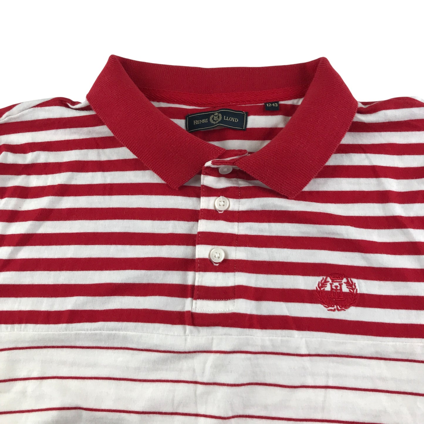 Henri Lloyd polo shirt 12-13 years red and white stripy embroidered logo cotton