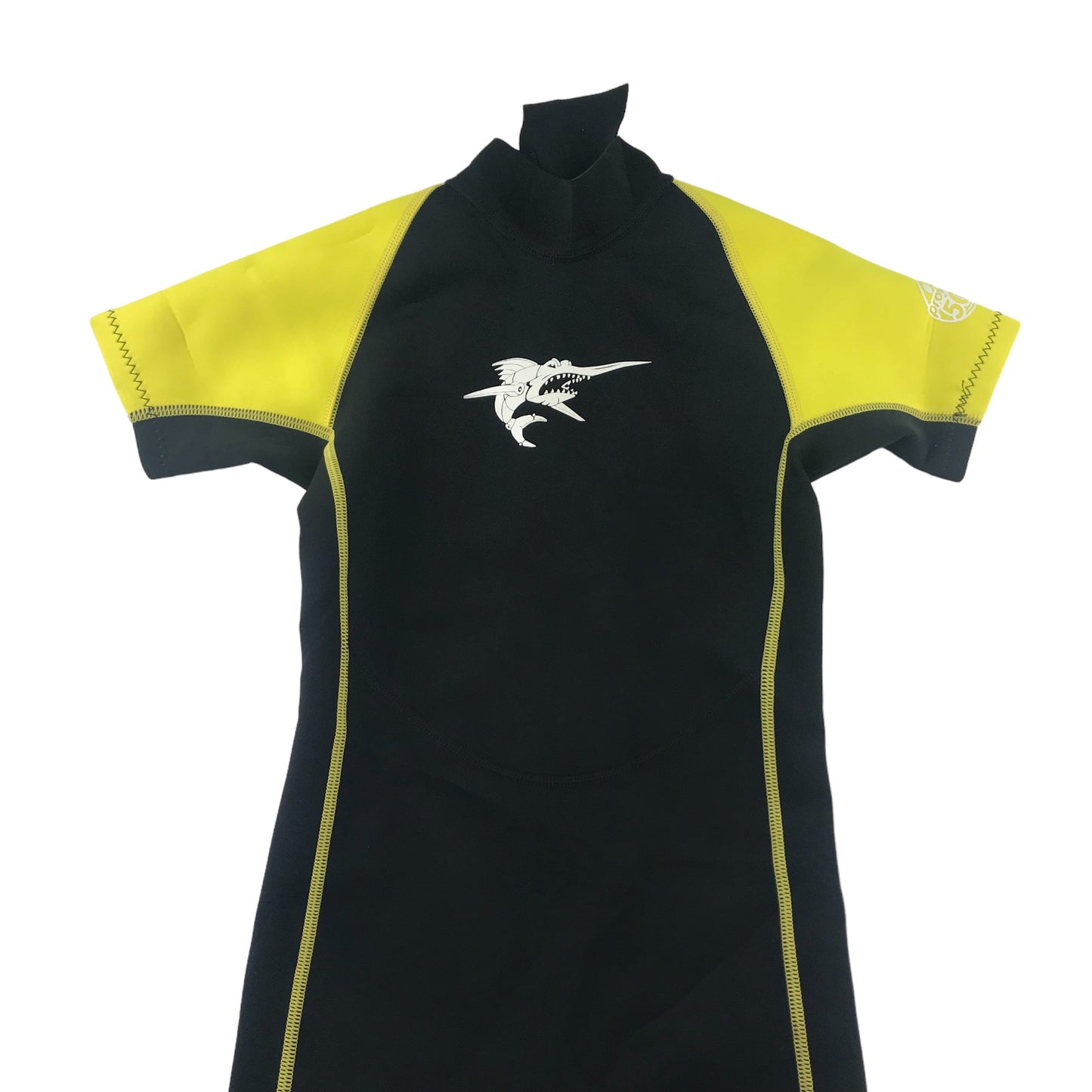 TWF wetsuit 11-12 years yellow and black short sleeve and leg