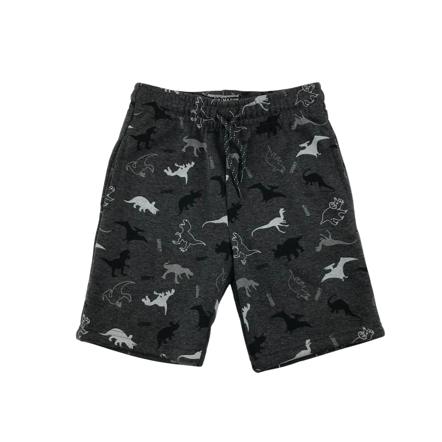 Primark shorts 6-7 years grey plain jersey dinosaur graphic design