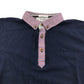 Jasper J Conran polo shirt 11-12 years navy with checked collar and short sleeve hem cotton