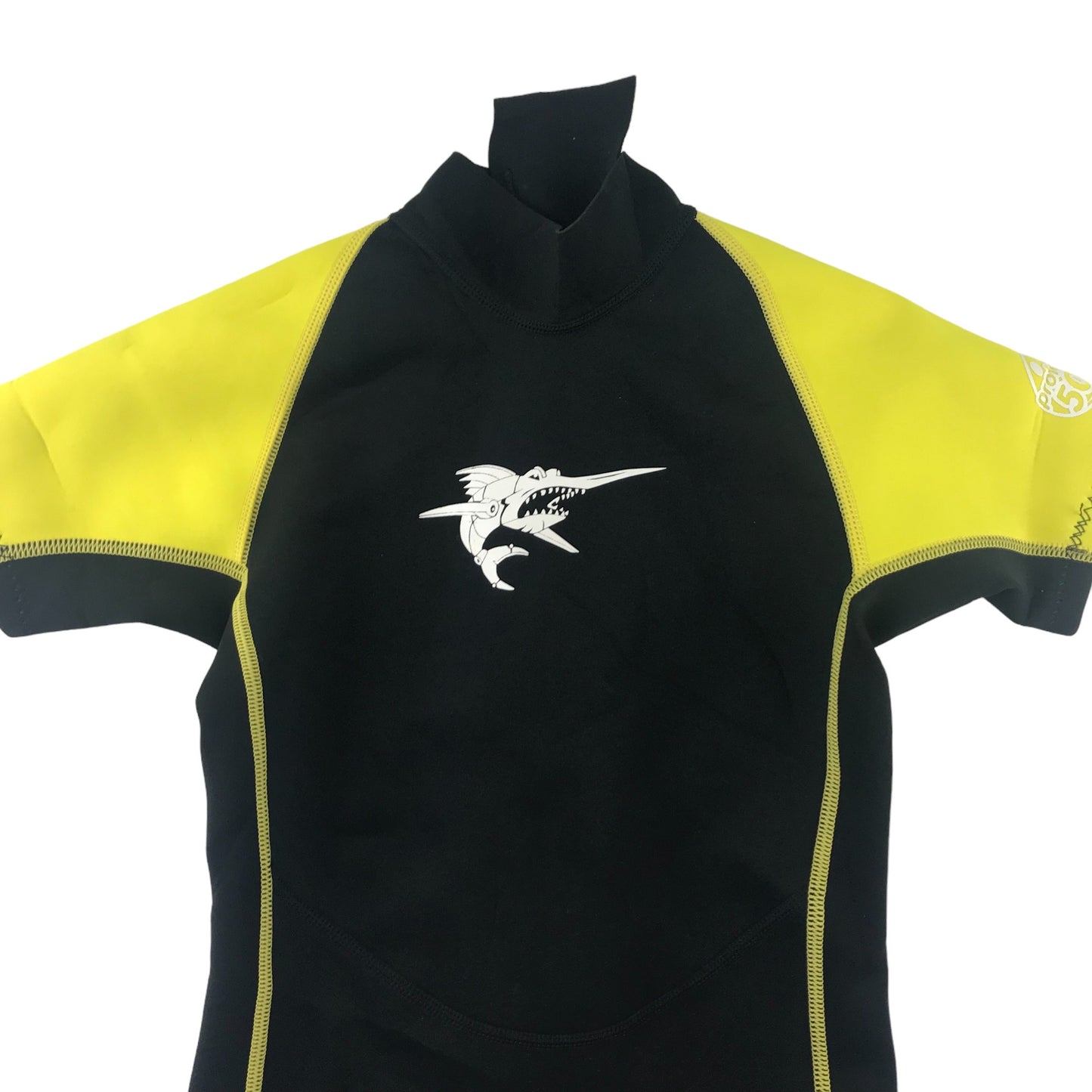 TWF wetsuit 11-12 years yellow and black short sleeve and leg