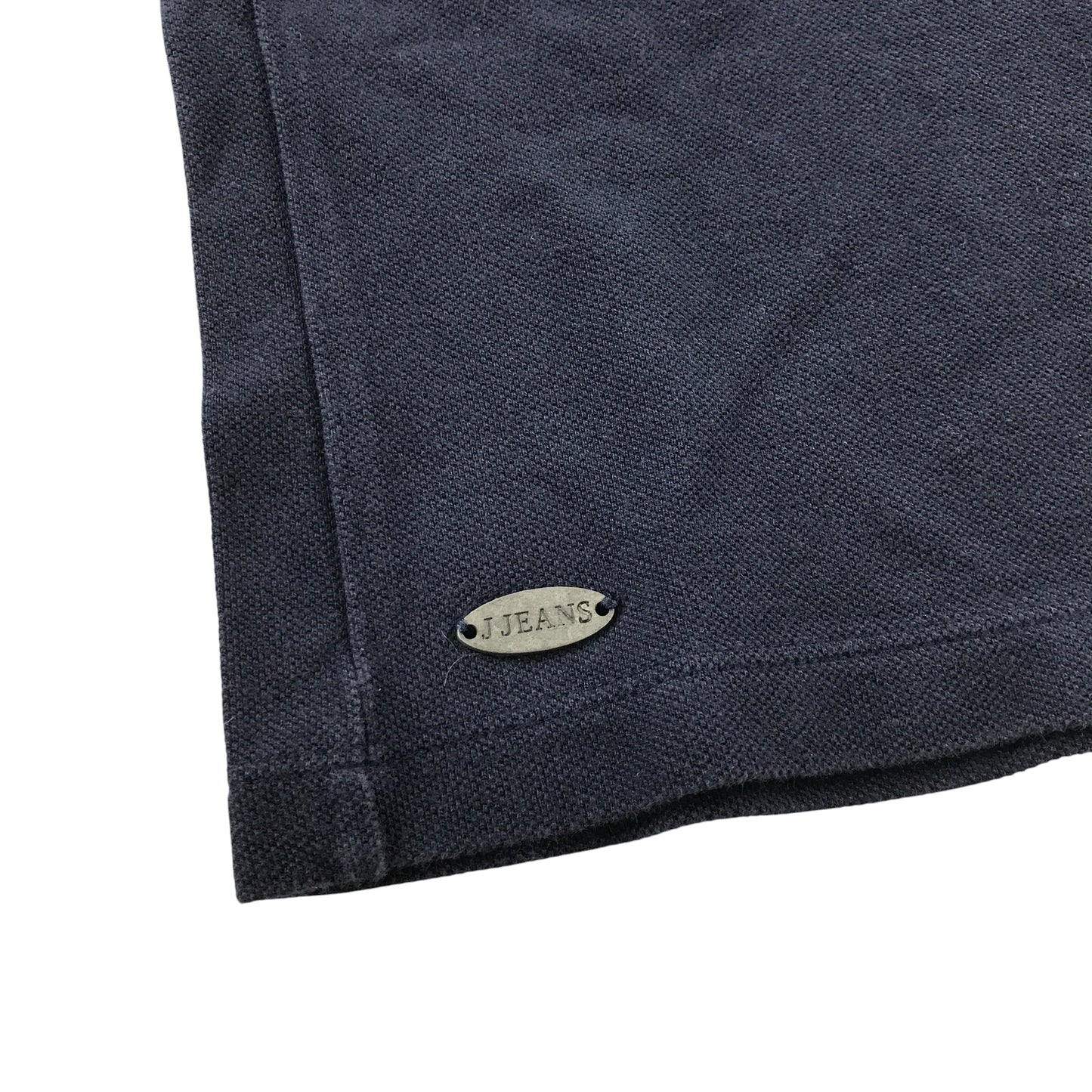 Jasper J Conran polo shirt 11-12 years navy with checked collar and short sleeve hem cotton