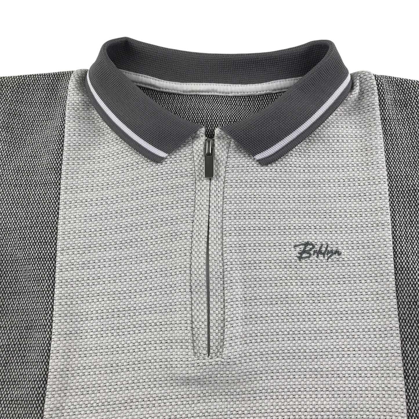 Matalan polo shirt 10-11 years light grey and dark grey stripe design