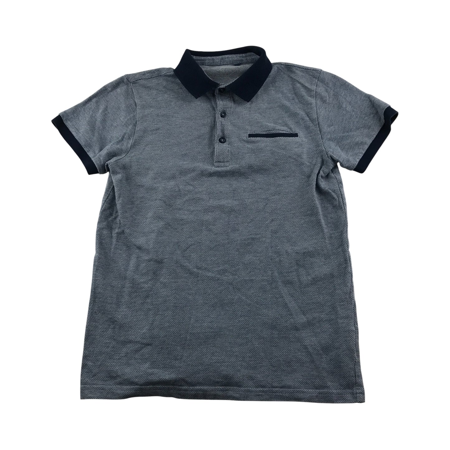 Next polo shirt 11-12 years bluish grey with navy collar cotton