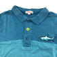 Du pareil au meme polo shirt 7-8 years blue and yellow stripe design with embroidered shark