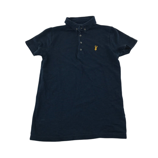 Next polo shirt 10-11 years navy with yellow embroidered logo cotton