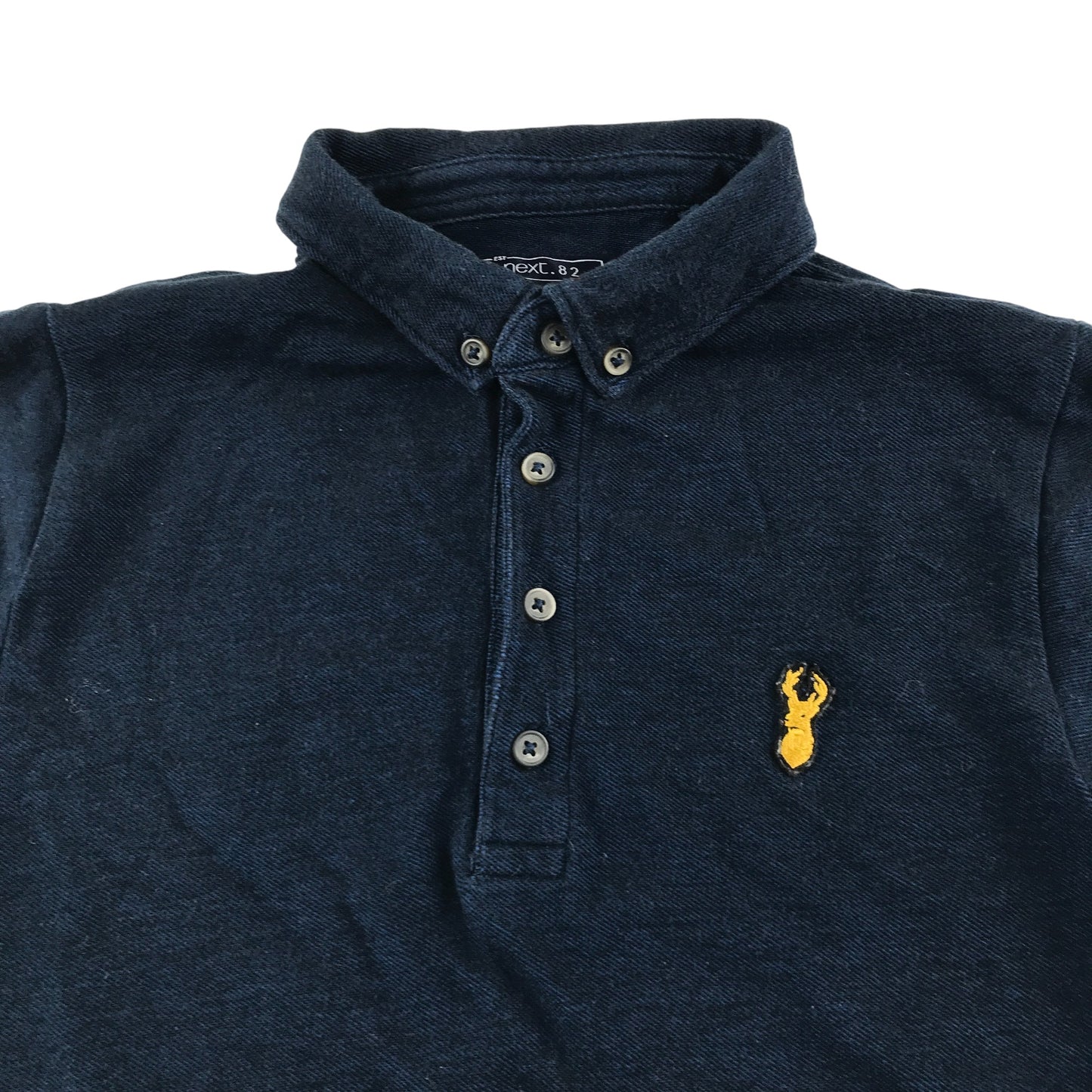 Next polo shirt 10-11 years navy with yellow embroidered logo cotton